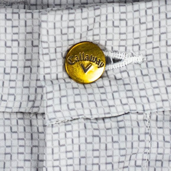 Callaway | Men's Flat Front Golf Shorts Size 44 Tall Opti-Dri White Gray - Picture 4 of 10